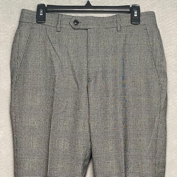 Bar III Men's 30x30 Suit Pants Slim Fit Stretch Black/White Plaid NEW - Picture 3 of 11